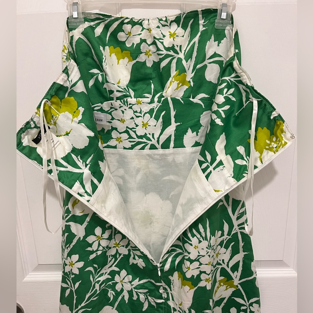 J CREW Womens Green White Floral
Cotton Strapless Dress  Size 6 - Picture 5 of 12